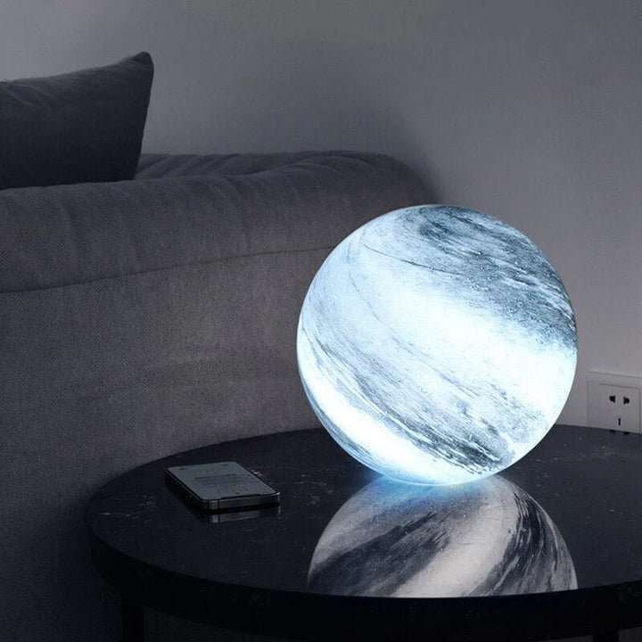 Swirled Glass Sphere LED Table Lamp with USB Power and Remote 3