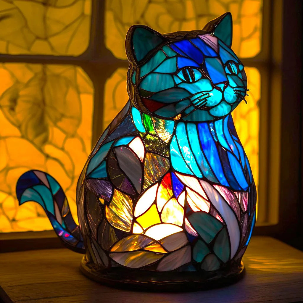 Table Animal Lamp | Faceted Wolf Head, Warm Inner Glow