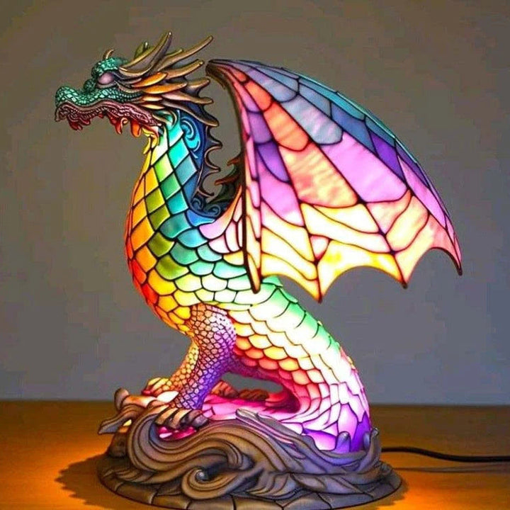 Table Animal Lamp | Faceted Wolf Head, Warm Inner Glow