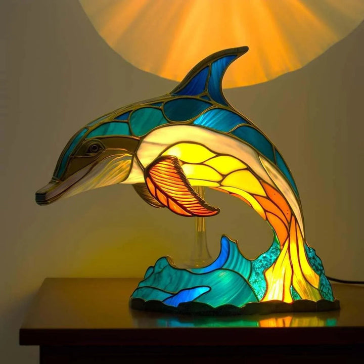 Table Animal Lamp | Faceted Wolf Head, Warm Inner Glow
