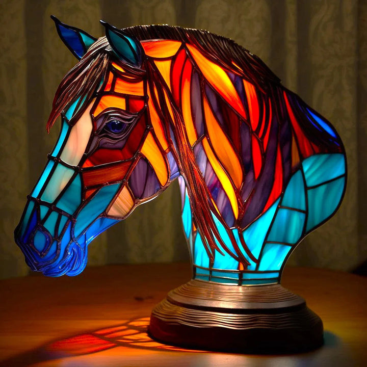 Table Animal Lamp | Faceted Wolf Head, Warm Inner Glow