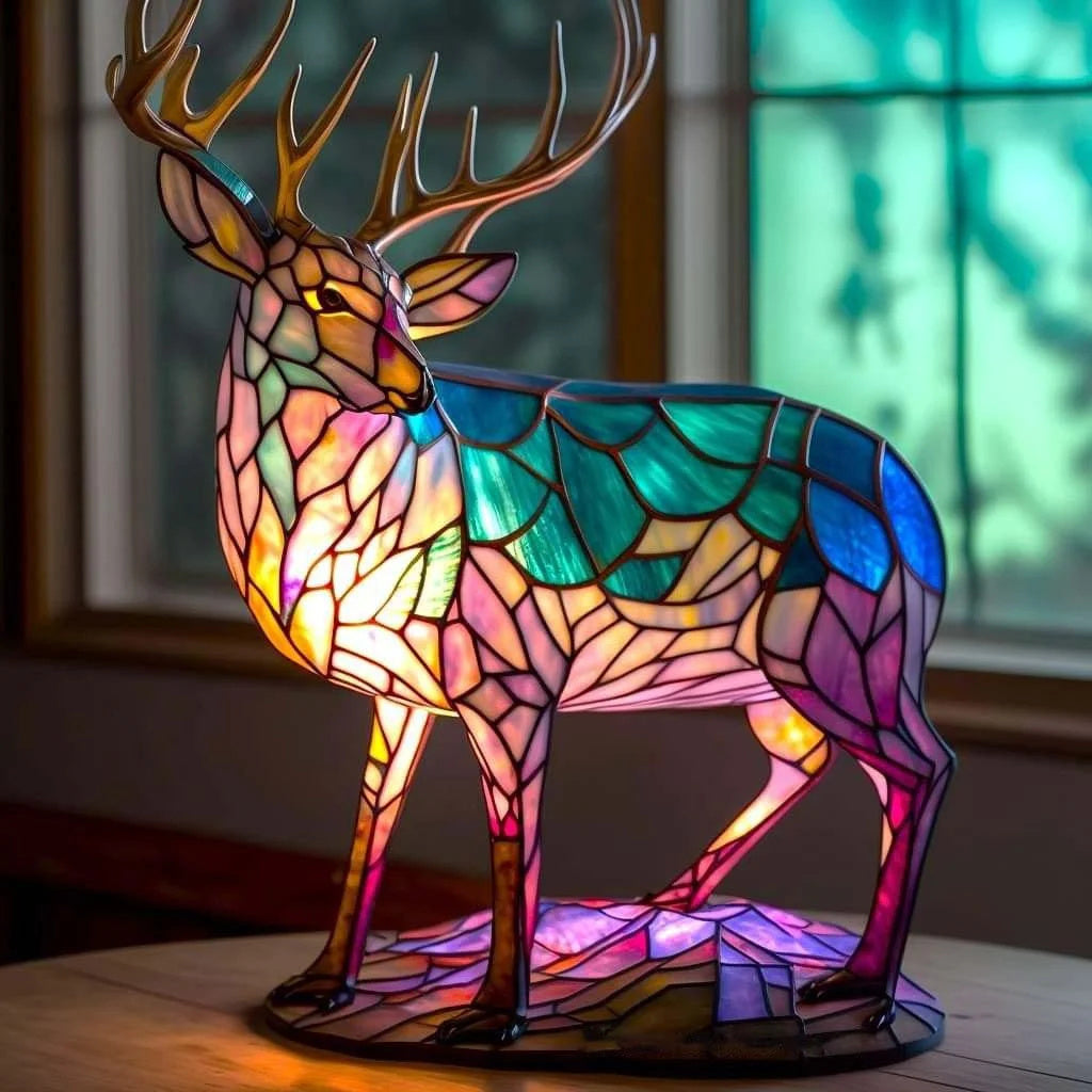 Table Animal Lamp | Faceted Wolf Head, Warm Inner Glow