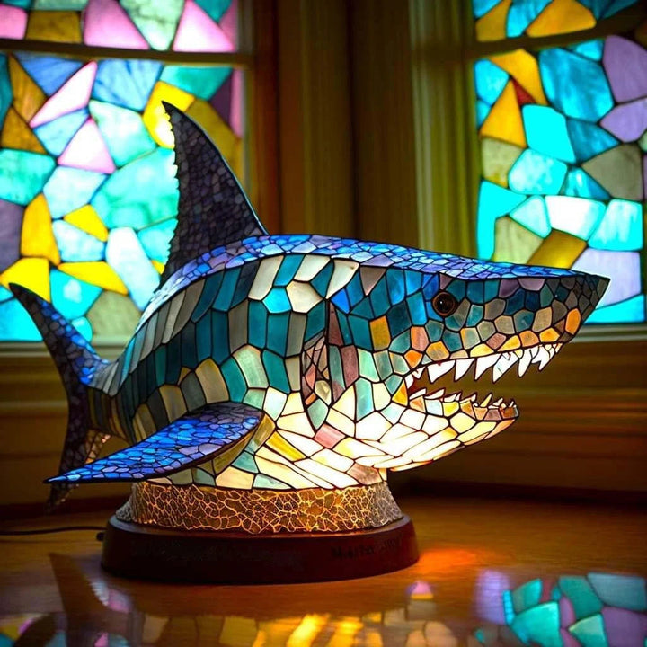 Table Animal Lamp | Faceted Wolf Head, Warm Inner Glow