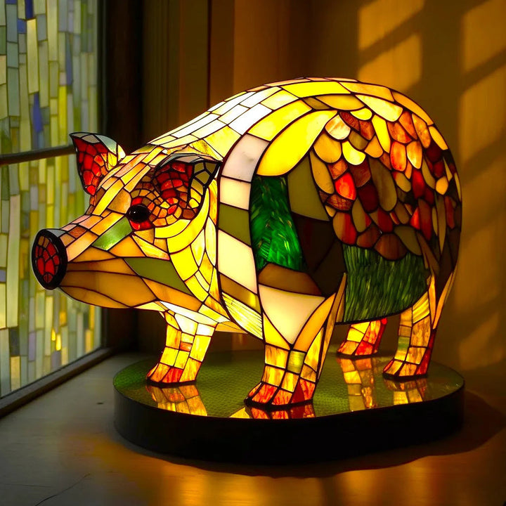 Table Animal Lamp | Faceted Wolf Head, Warm Inner Glow