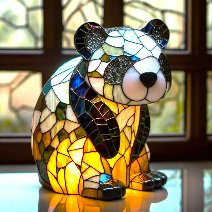 Table Animal Lamp | Faceted Wolf Head, Warm Inner Glow