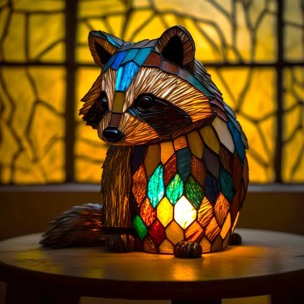 Table Animal Lamp | Faceted Wolf Head, Warm Inner Glow
