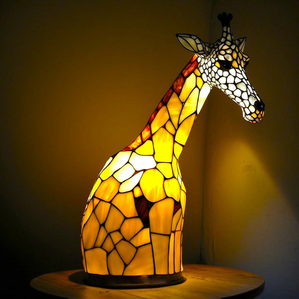 Table Animal Lamp | Faceted Wolf Head, Warm Inner Glow