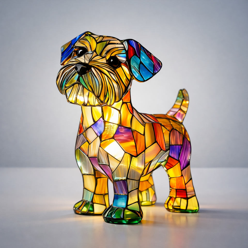Stained Glass Dog Table Lamp Resin | LED Night Light with Warm Glow | USB Powered Decorative Lighting for Bedroom Shelf Desk 7
