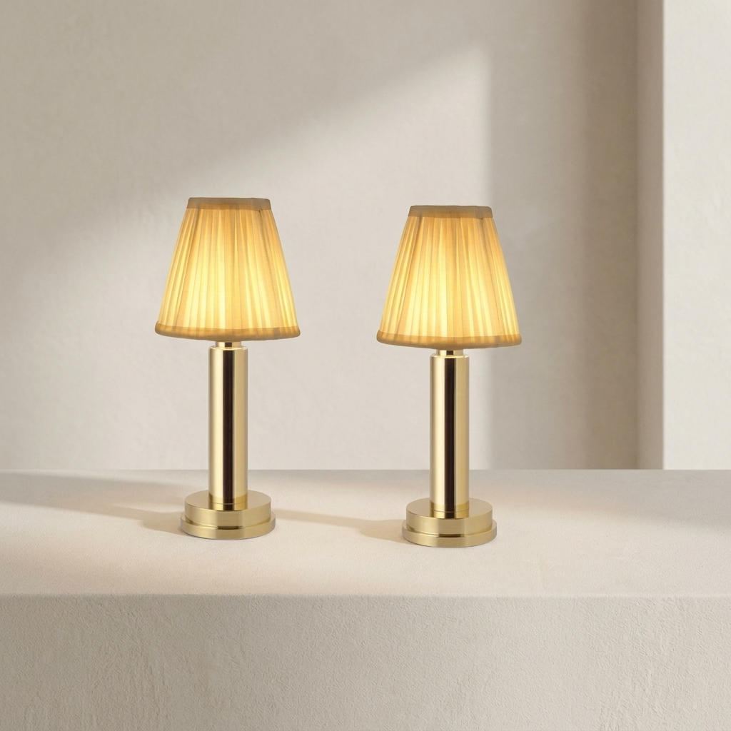 Table Lamp USB Rechargeable 3W Aluminum Fabric Shade Cordless 1
