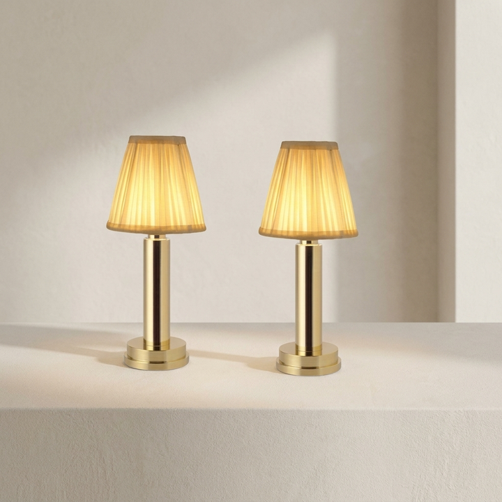 Table Lamp USB Rechargeable 3W Aluminum Fabric Shade Cordless 1