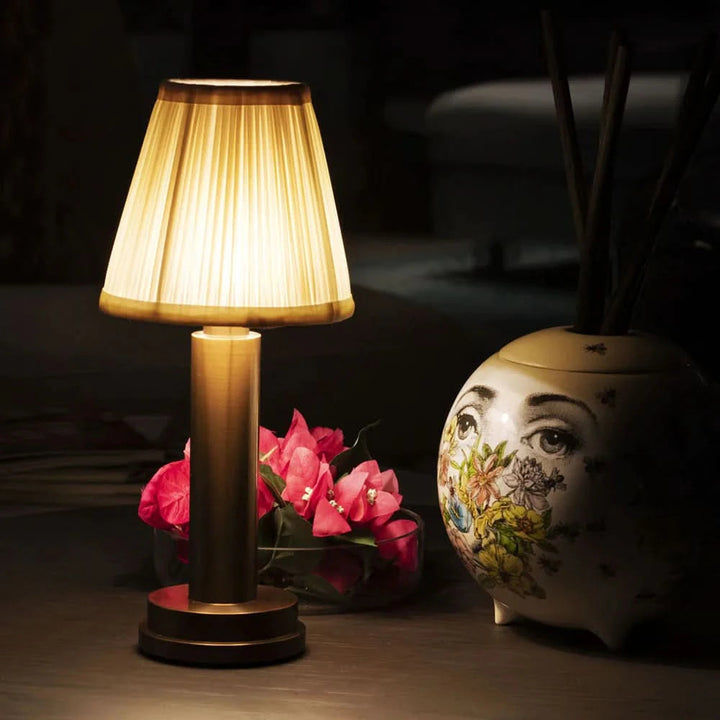 Table Lamp USB Rechargeable 3W Aluminum Fabric Shade Cordless 5