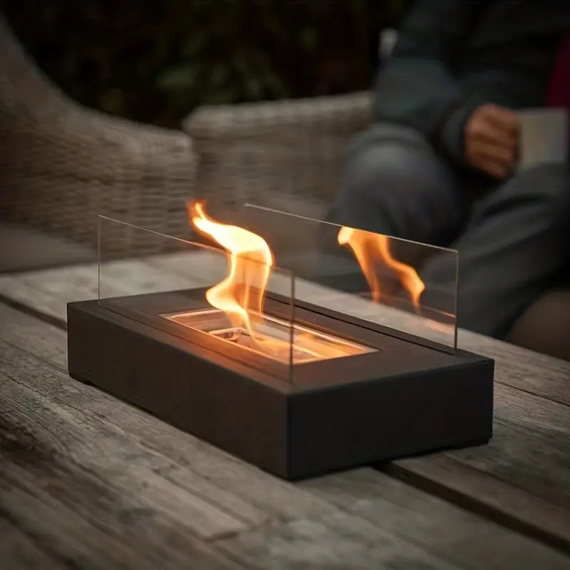 Tabletop Bioethanol Fire Pit | Real Flame | Smokeless | Indoor & Outdoor | Stainless Steel & Glass