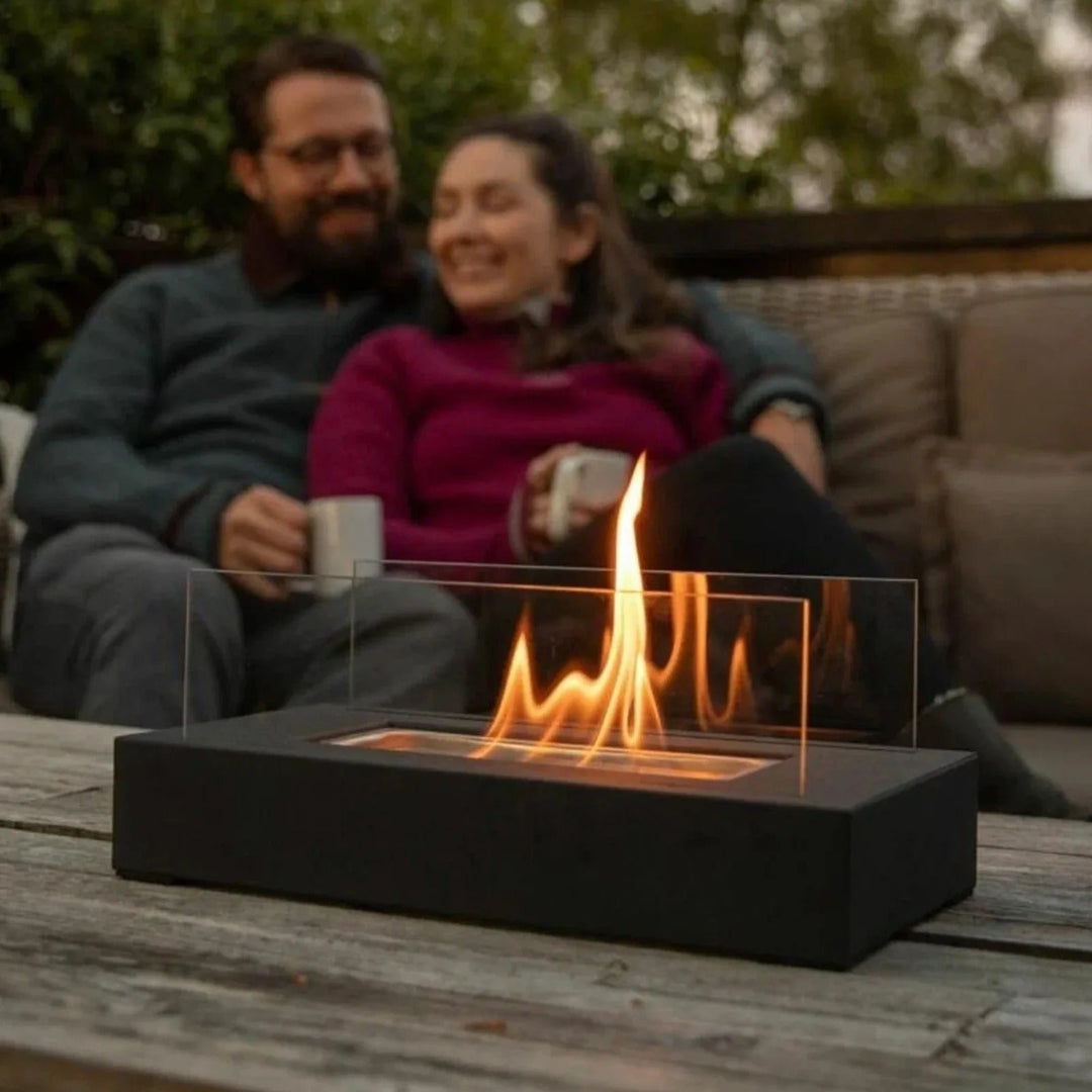 Tabletop Bioethanol Fire Pit | Real Flame | Smokeless | Indoor & Outdoor | Stainless Steel & Glass