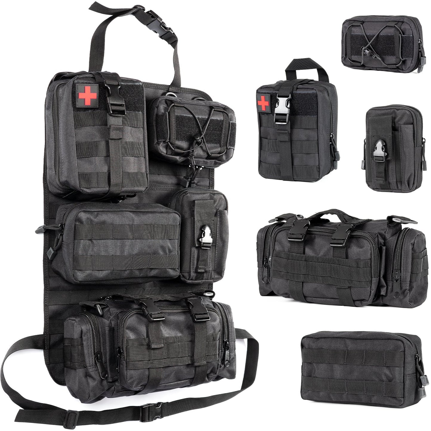 Tactical Vehicle Seat Back Organizer | 5 Detachable Molle Pouches for Efficient Storage 0