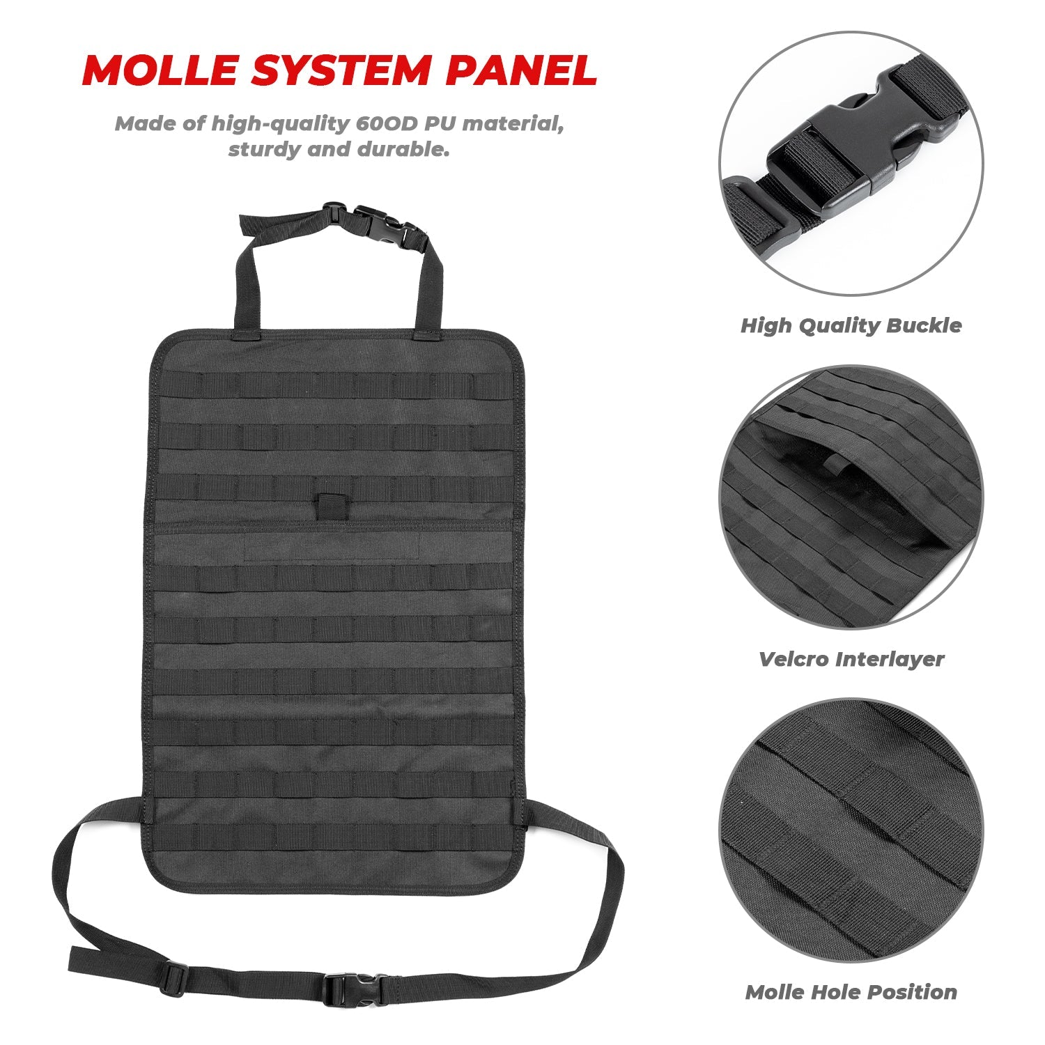 Tactical Vehicle Seat Back Organizer | 5 Detachable Molle Pouches for Efficient Storage 4