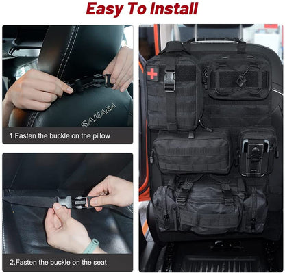 Tactical Vehicle Seat Back Organizer | 5 Detachable Molle Pouches for Efficient Storage 6