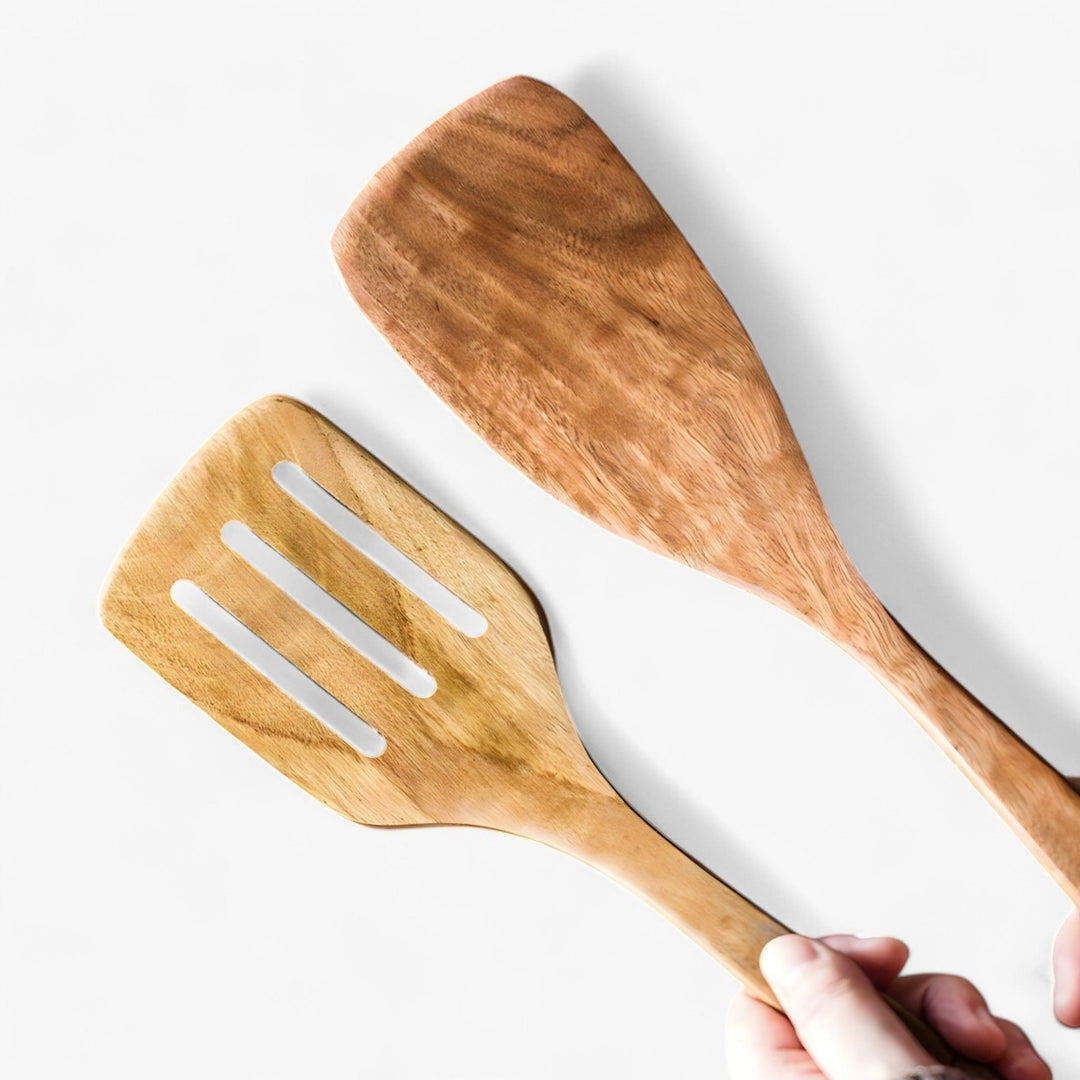 Teak Kitchen Utensil Set – 9 Pieces with Holder &amp; Spoon Rest 1