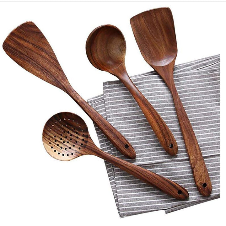 Teak Wooden Utensil Set | Seven Piece Kitchen Tool Kit