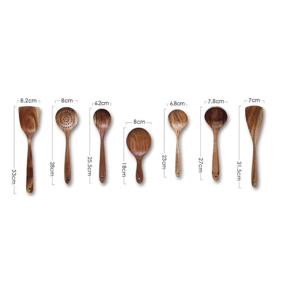 Teak Wooden Utensil Set | Seven Piece Kitchen Tool Kit