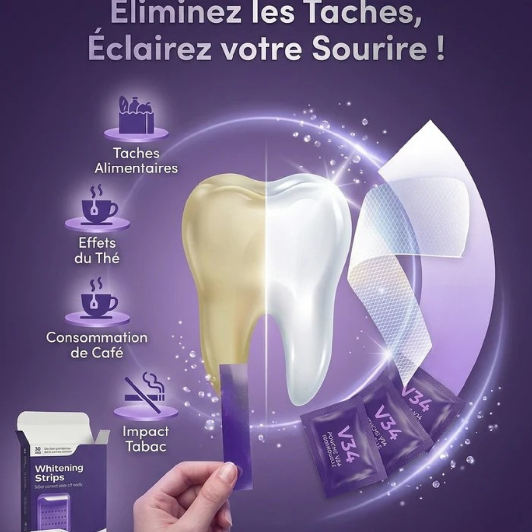 Teeth Whitening Strips | Gel Technology for Even Coverage | 30-Minute Results, Removes Stains, Gentle Formula, Easy Application