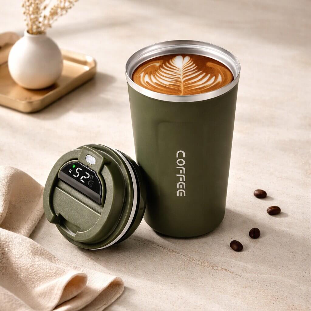 Thermal Mug with Digital Temperature Display | Leak-Proof Stainless Steel Travel Cup