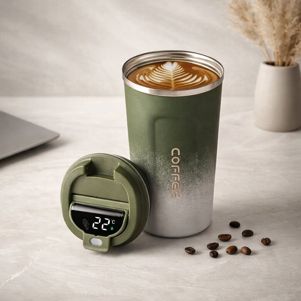 Thermal Mug with Digital Temperature Display | Leak-Proof Stainless Steel Travel Cup
