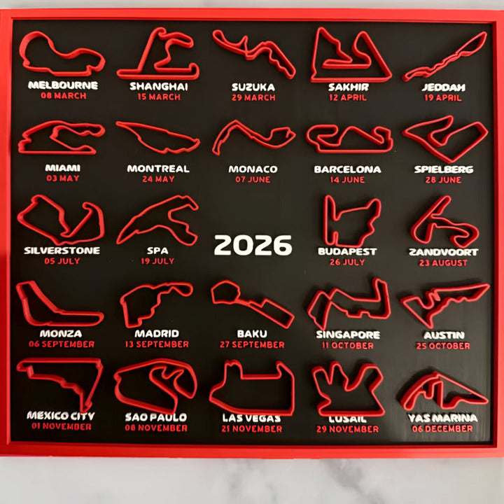 Racing Track Calendar 2026 Wall Art Display Board | Freestanding Stand Included | Desk, Shelf &amp; Wall Mount Decor 2