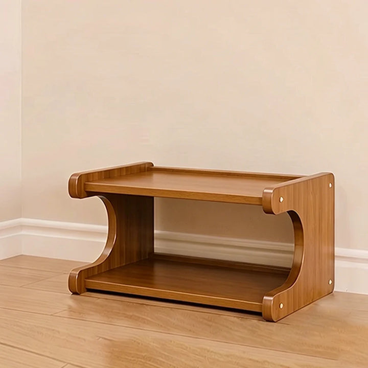 Tiered Bamboo Shoe Rack for Compact Entryway and Living Room Storage 0