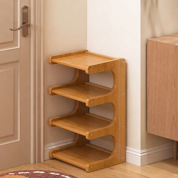 Tiered Bamboo Shoe Rack for Compact Entryway and Living Room Storage 1