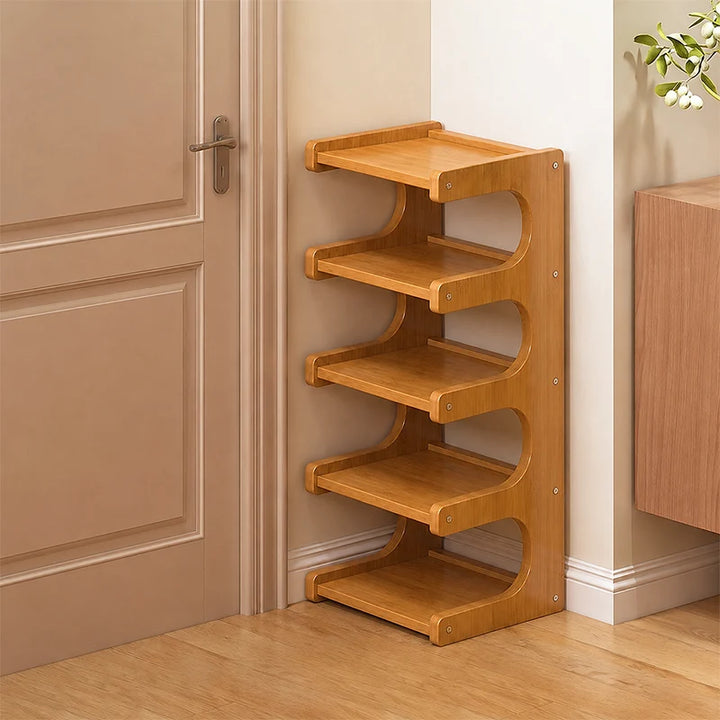 Tiered Bamboo Shoe Rack for Compact Entryway and Living Room Storage 10