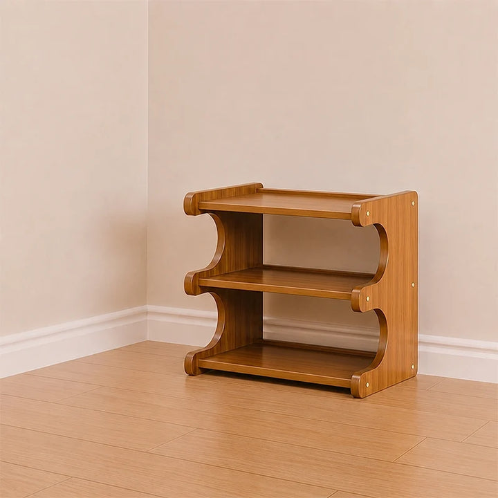 Tiered Bamboo Shoe Rack for Compact Entryway and Living Room Storage 2