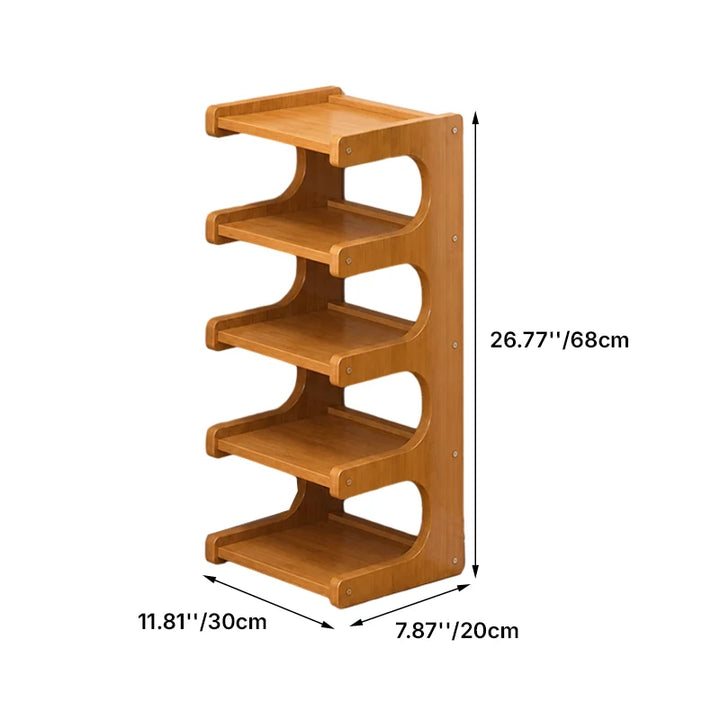 Tiered Bamboo Shoe Rack for Compact Entryway and Living Room Storage 6