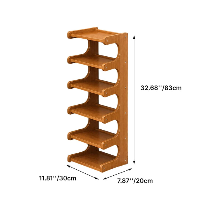 Tiered Bamboo Shoe Rack for Compact Entryway and Living Room Storage 7