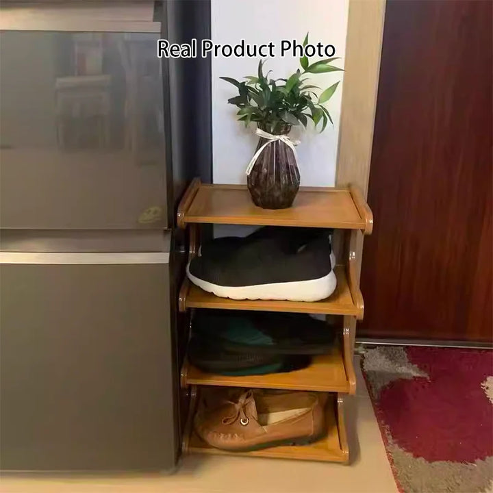 Tiered Bamboo Shoe Rack for Compact Entryway and Living Room Storage 8