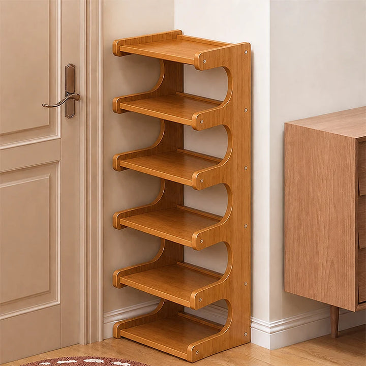 Tiered Bamboo Shoe Rack for Compact Entryway and Living Room Storage 9