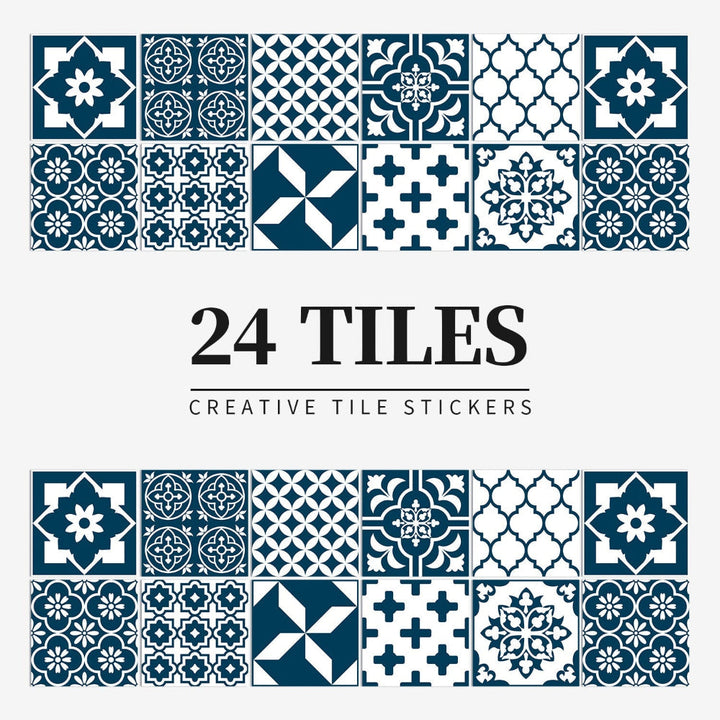 Tile Pattern Wall Stickers | 24 Pack, Mixed Medallion Squares
