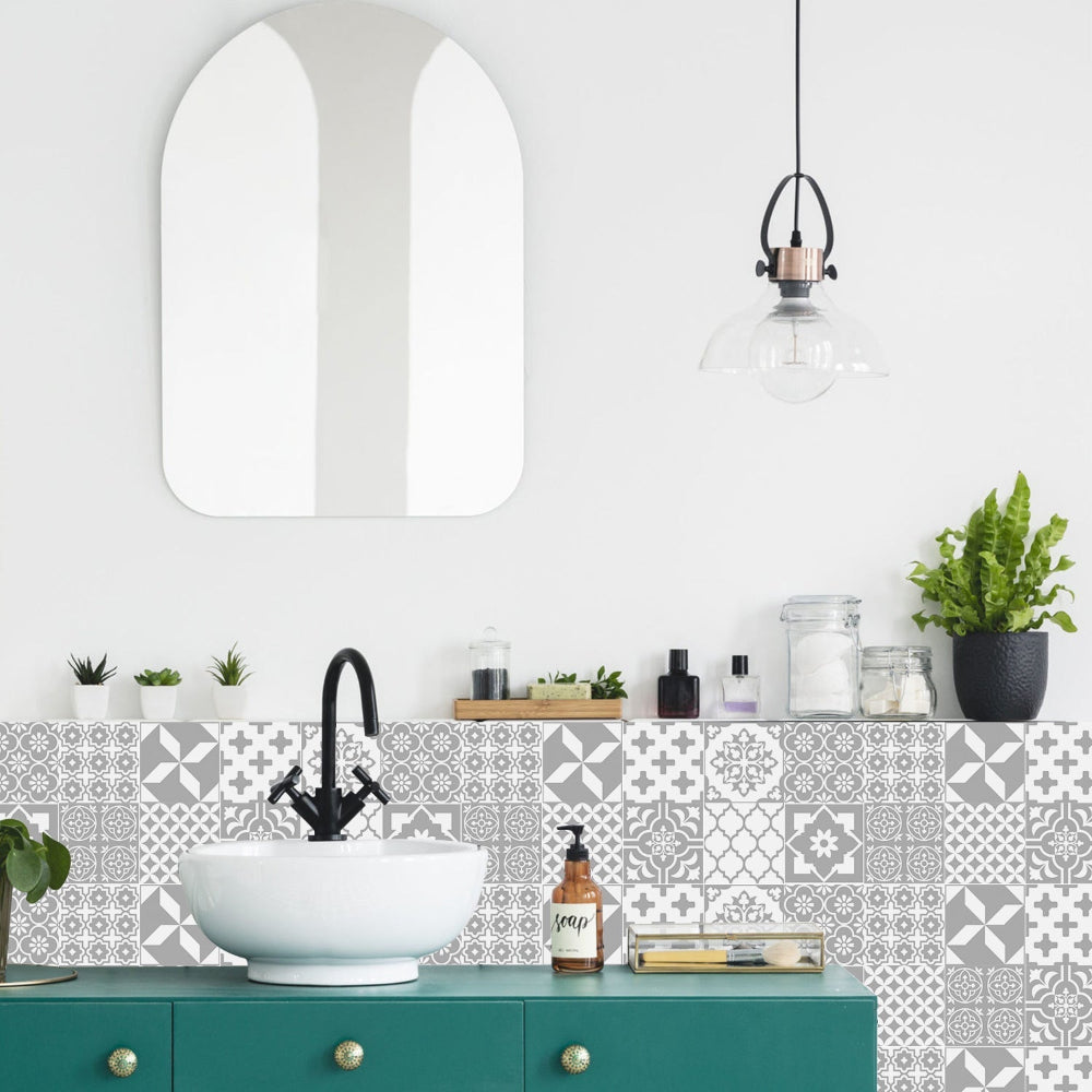Tile Pattern Wall Stickers | 24 Pack, Mixed Medallion Squares
