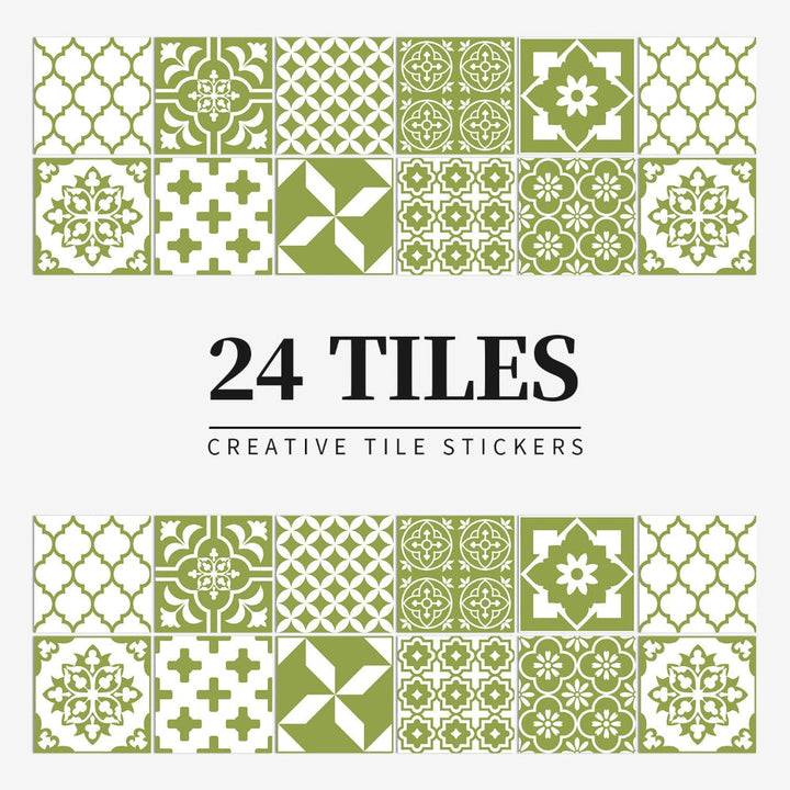 Tile Pattern Wall Stickers | 24 Pack, Mixed Medallion Squares