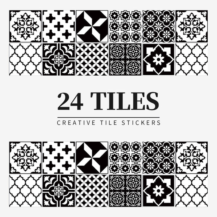 Tile Pattern Wall Stickers | 24 Pack, Mixed Medallion Squares
