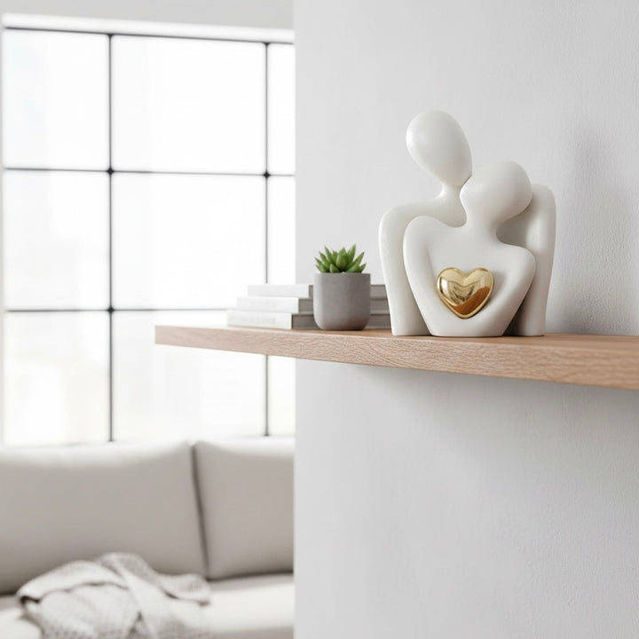 Timeless Love Figurine | Abstract Lovers with Golden Heart