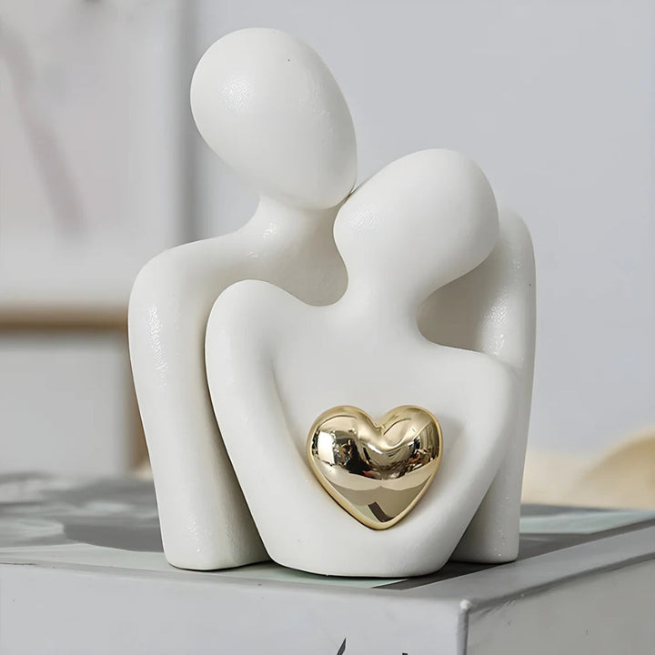 Timeless Love Figurine | Abstract Lovers with Golden Heart