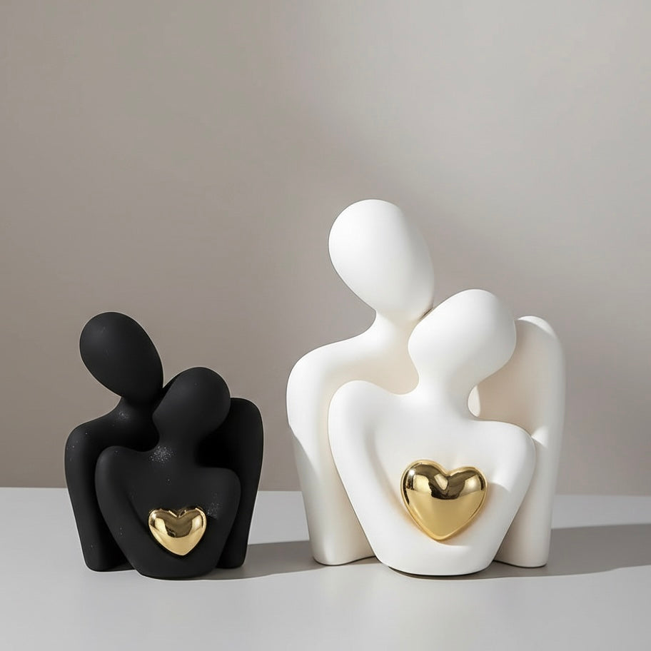 Timeless Love Figurine | Abstract Lovers with Golden Heart
