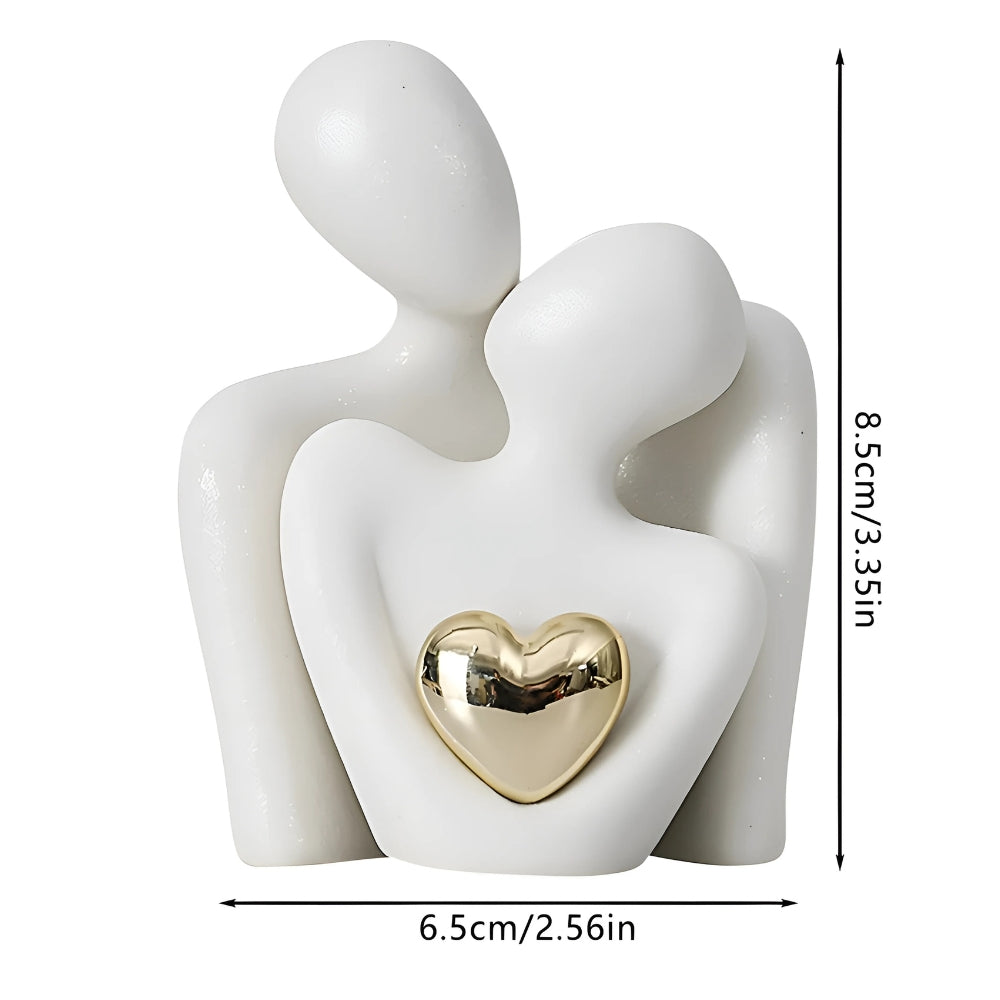 Timeless Love Figurine | Abstract Lovers with Golden Heart