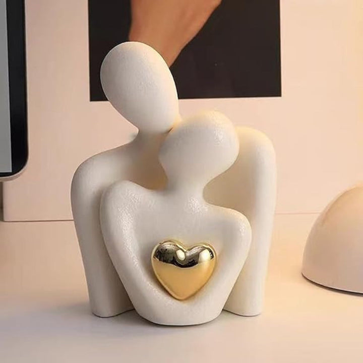 Timeless Love Figurine | Abstract Lovers with Golden Heart