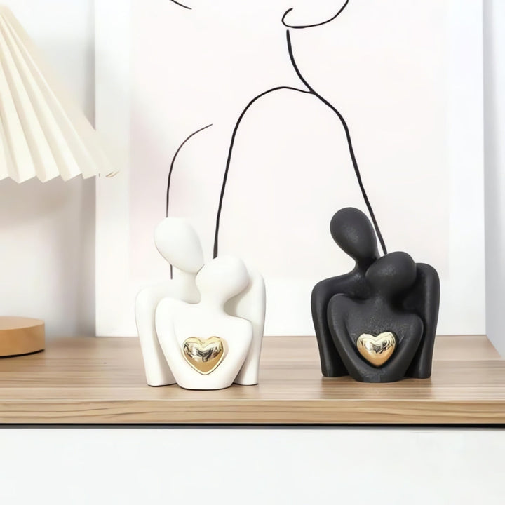 Timeless Love Figurine | Abstract Lovers with Golden Heart