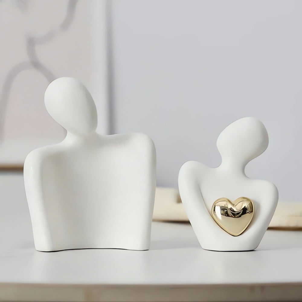 Timeless Love Figurine | Abstract Lovers with Golden Heart