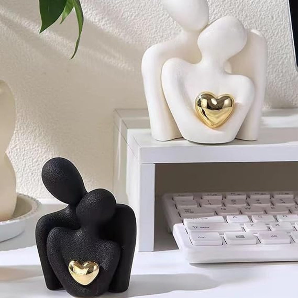 Timeless Love Figurine | Abstract Lovers with Golden Heart