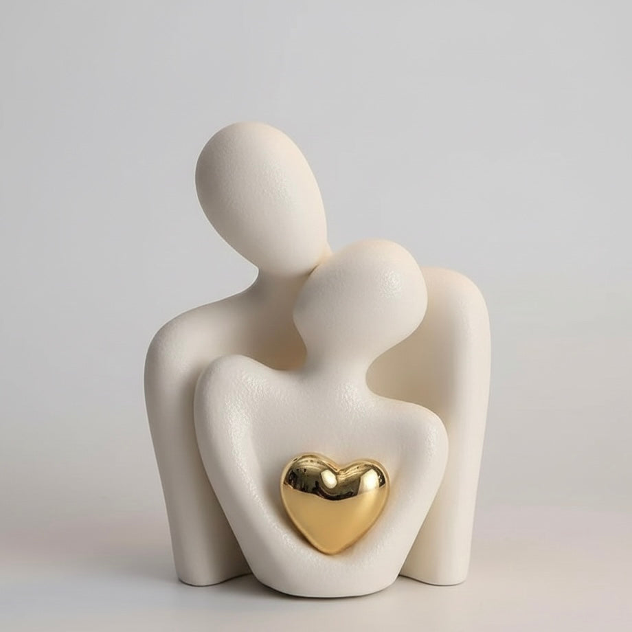 Timeless Love Figurine | Abstract Lovers with Golden Heart