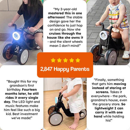 Tiny Biker | Anti-Tip Light & Sound Motorcycle for Kids with Silent EVA Wheels | Safe and Stylish Ride for Ages 1-6 8