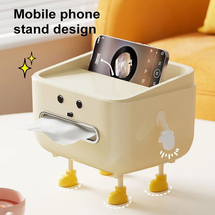 Tissue Box Organiser | Multi-Slot Desk Storage for Pens, Phone and Remote | Space-Saving Dorm, Desk and Bedside Tidy
